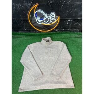 Eddie Bauer Mens 1/4 Zip Fleece Tan Pullover Mock Neck Sweater‎ Top Size XL